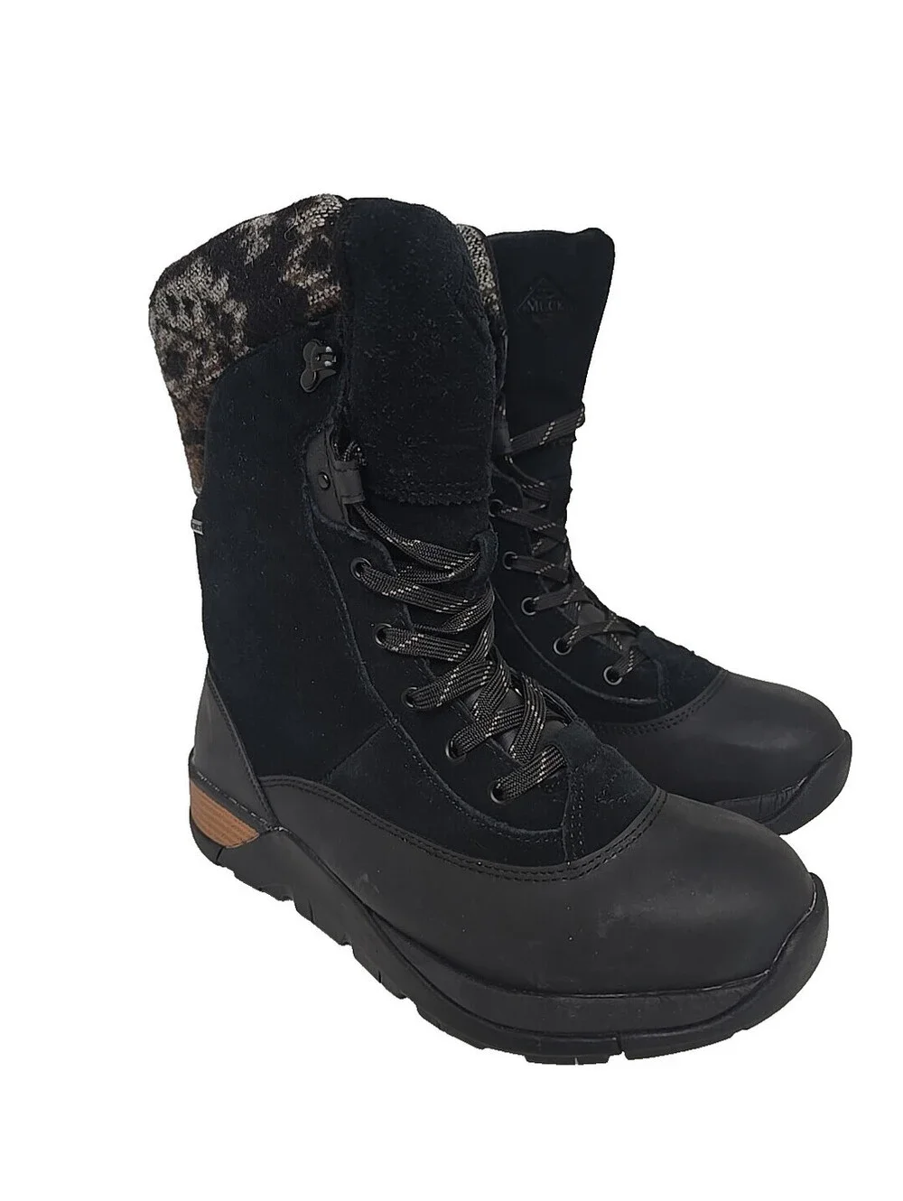 Muck Boots Women's Apres Lace V2 Leather Waterproof Boot Black Size 7.5M